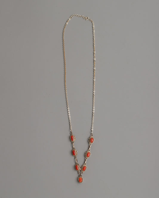 Necklace with Red Coral Accents