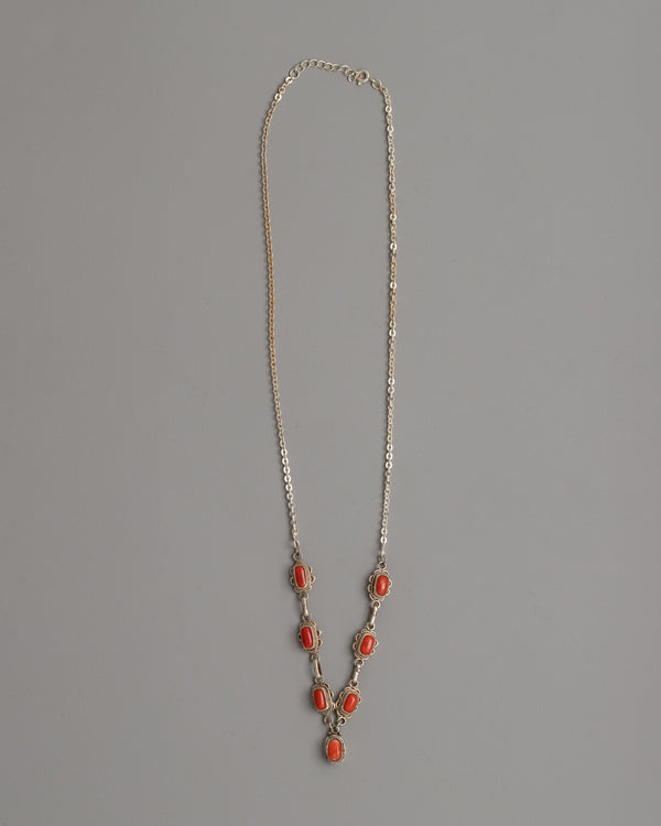 Necklace with Red Coral Accents