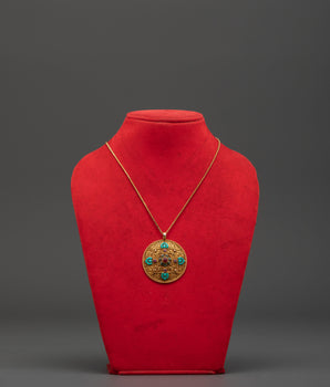 Gold Plated Pendant with Panna | Locket For Prosperity & Protection