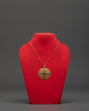 Gold Plated Pendant with Panna | Locket For Prosperity & Protection