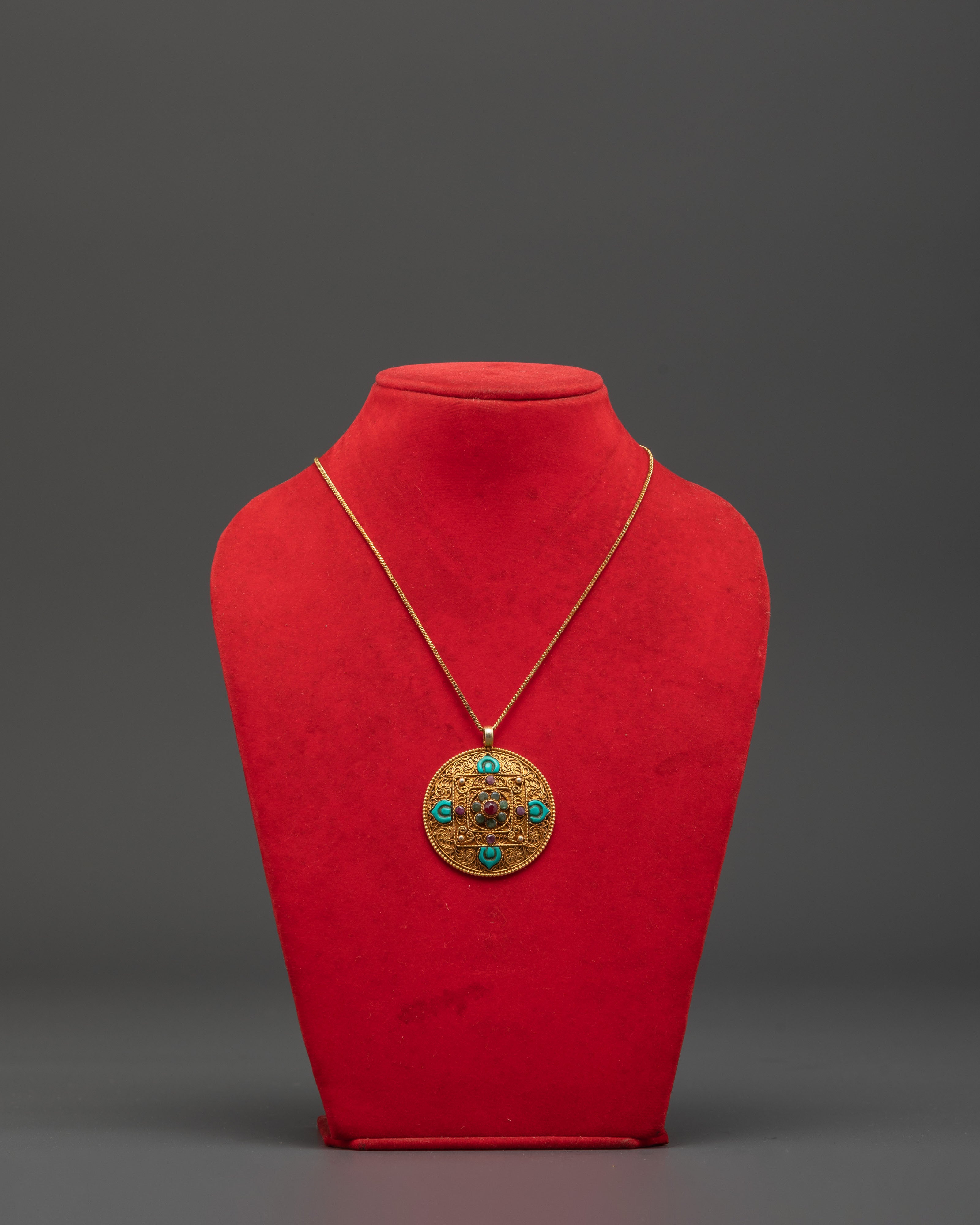 Gold Plated Pendant with Panna | Locket For Prosperity & Protection