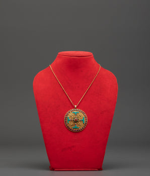 Gold Plated Locket with Panna | Gemstone Pendant
