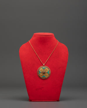Gold Plated Locket with Panna | Gemstone Pendant