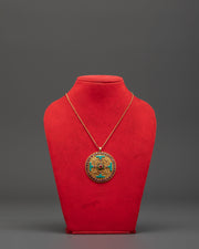 Gold Plated Locket with Panna | Gemstone Pendant