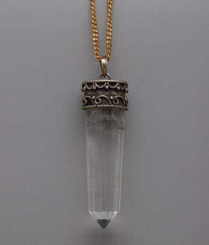 Silver Crystal Art Deco Pendant