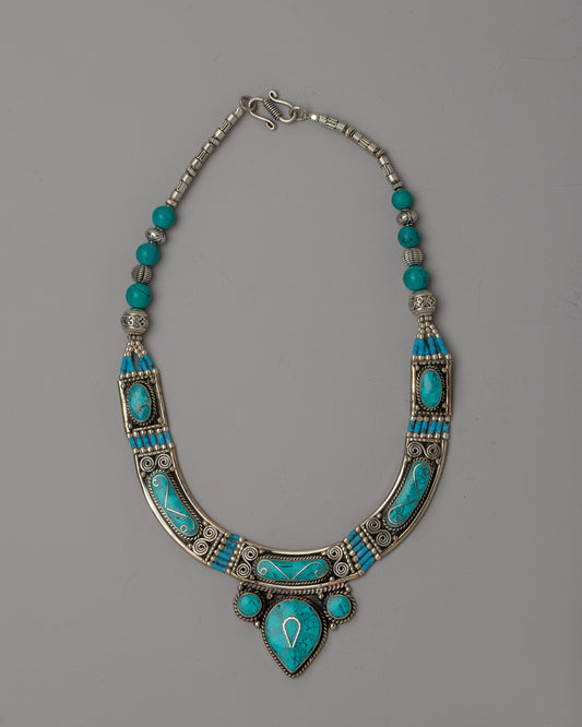 White Metal Tibetan Necklace