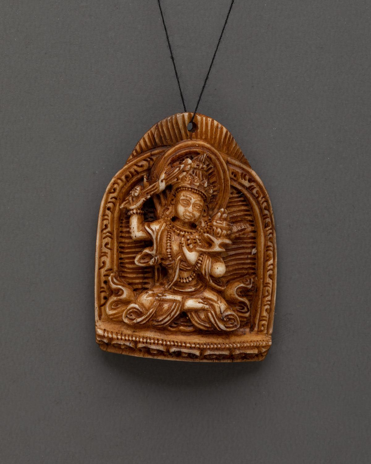Manjushri Carved Locket | Tibetan Buddhist Wisdom Artwork