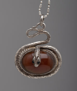 Red Onyx Gemstone Handmade Snake Design