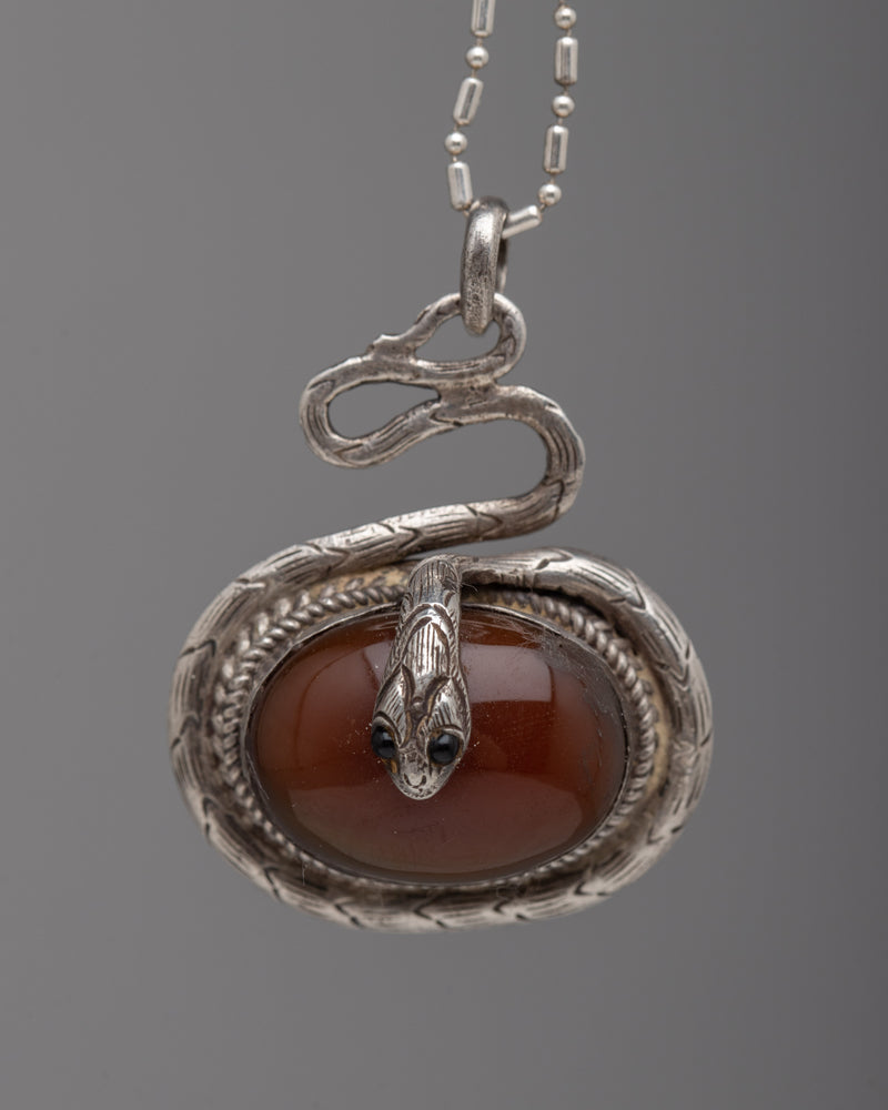 Red Onyx Gemstone Handmade Snake Design