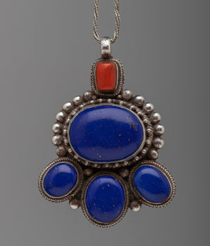 Lapis Lazuli and Coral Locket