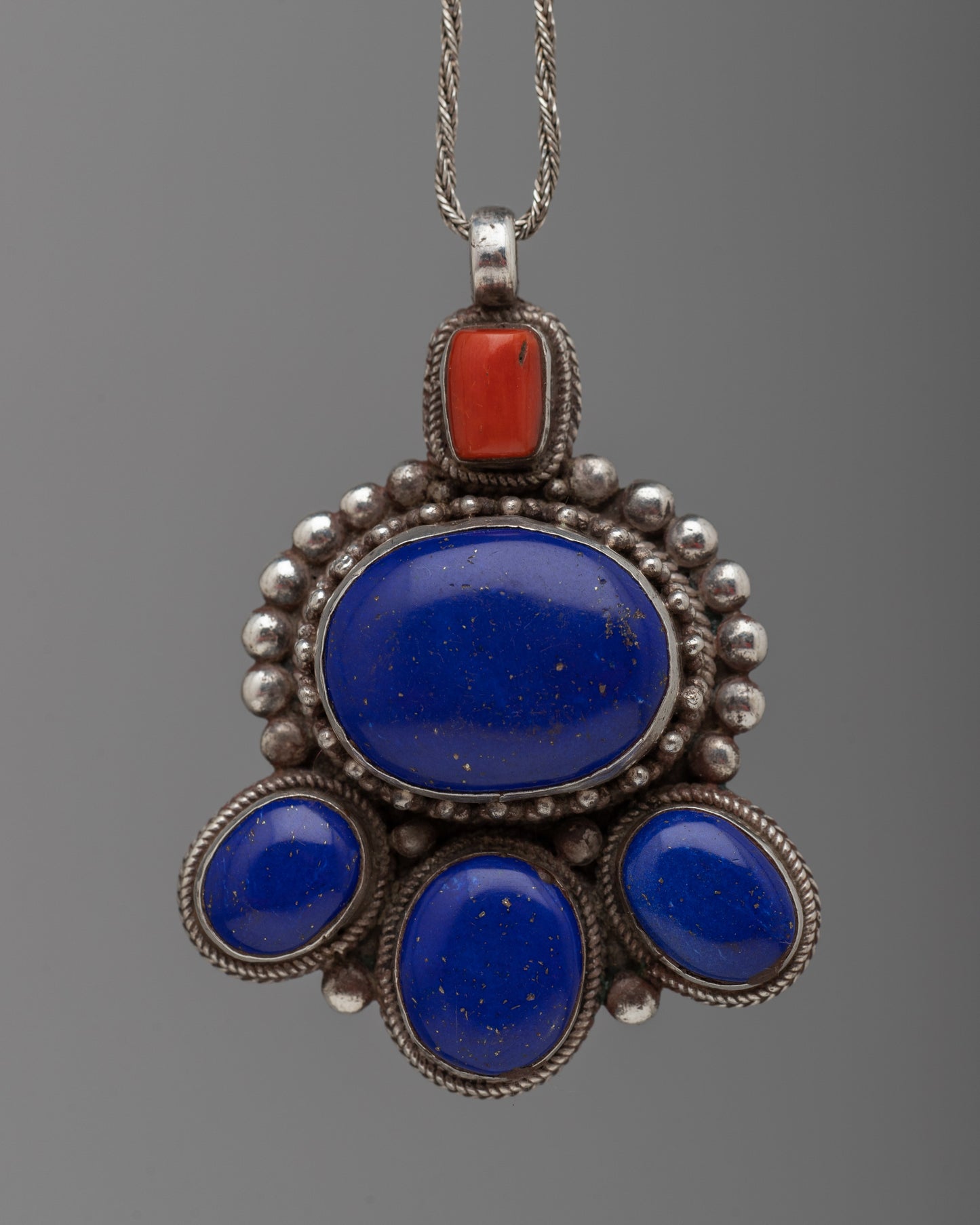 Lapis Lazuli and Coral Locket