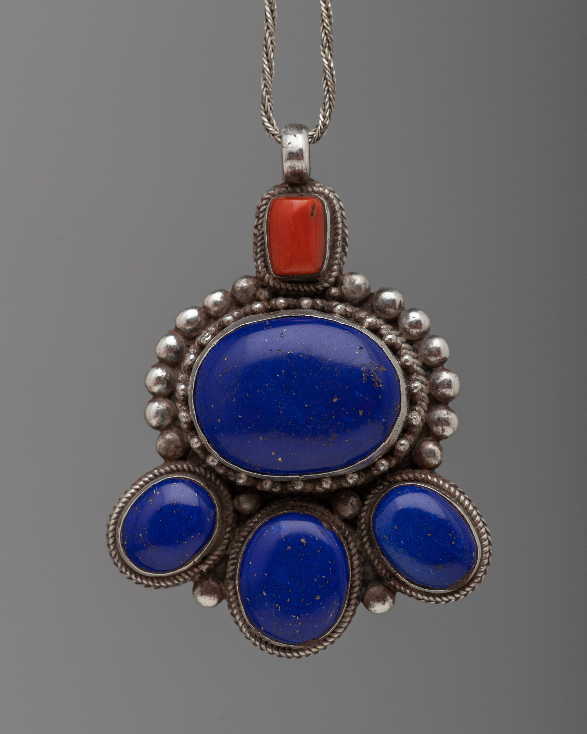 Lapis Lazuli and Coral Locket