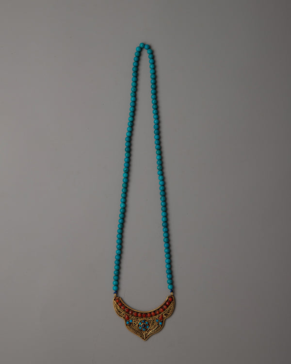 Long Beaded Turquoise Necklace