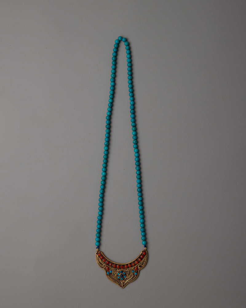 Long Beaded Turquoise Necklace