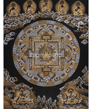 Black and Gold Lokeshvara Mandala Thangka