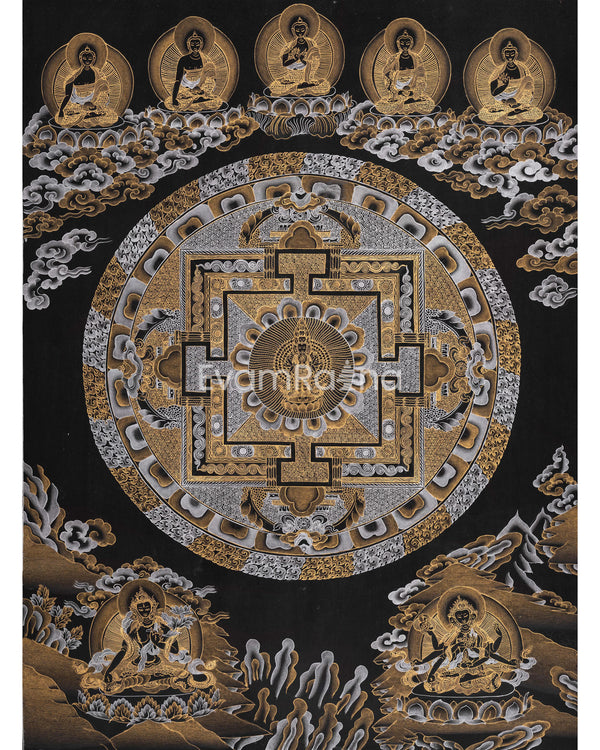 Black and Gold Lokeshvara Mandala Thangka