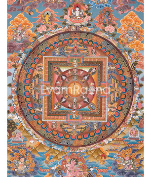 Vintage Lokeshvara Mandala Thangka | Tibetan Wall Hanging Mandala for Good Luck |