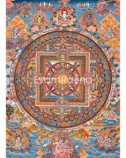Vintage Lokeshvara Mandala Thangka | Tibetan Wall Hanging Mandala for Good Luck |