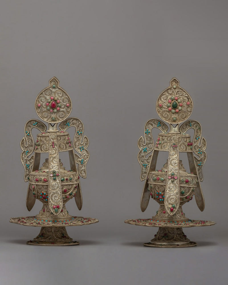 Pair of Tibetan Tsebum Long Life Vases&nbsp;