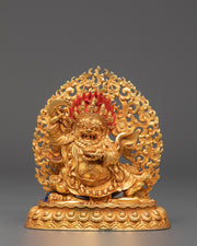 Mahakala Bernakchen Protector Deity | Buddhist Gold Plated Sculpture