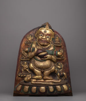 God of Time Mahakala Wall Hanging | Tibetan Buddhist Wall Art of Fierce Protector Mahakala