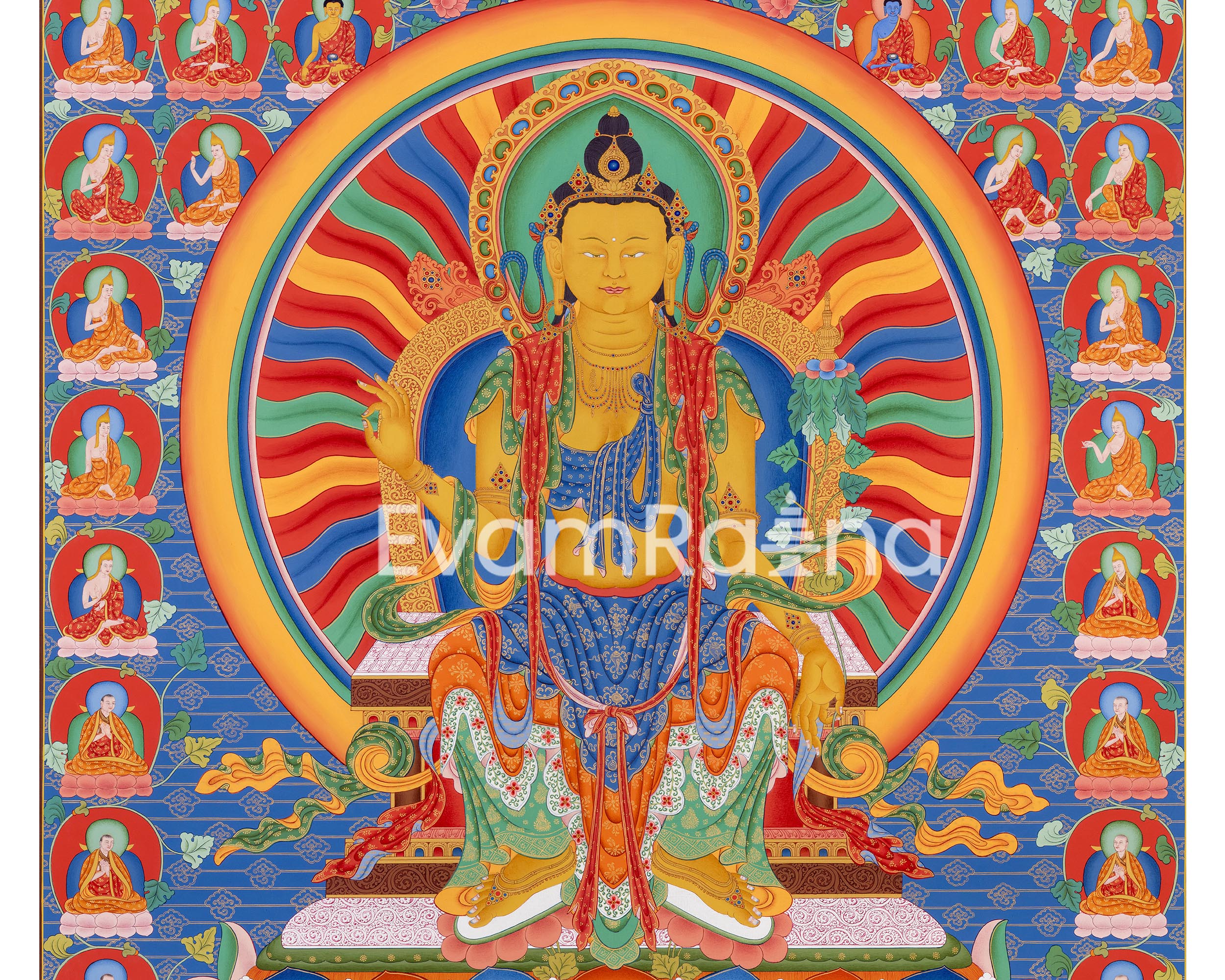 Maitreya Bodhisattva Thangka Print | The Future Buddha |  Buddhist Spiritual Gift Ideas