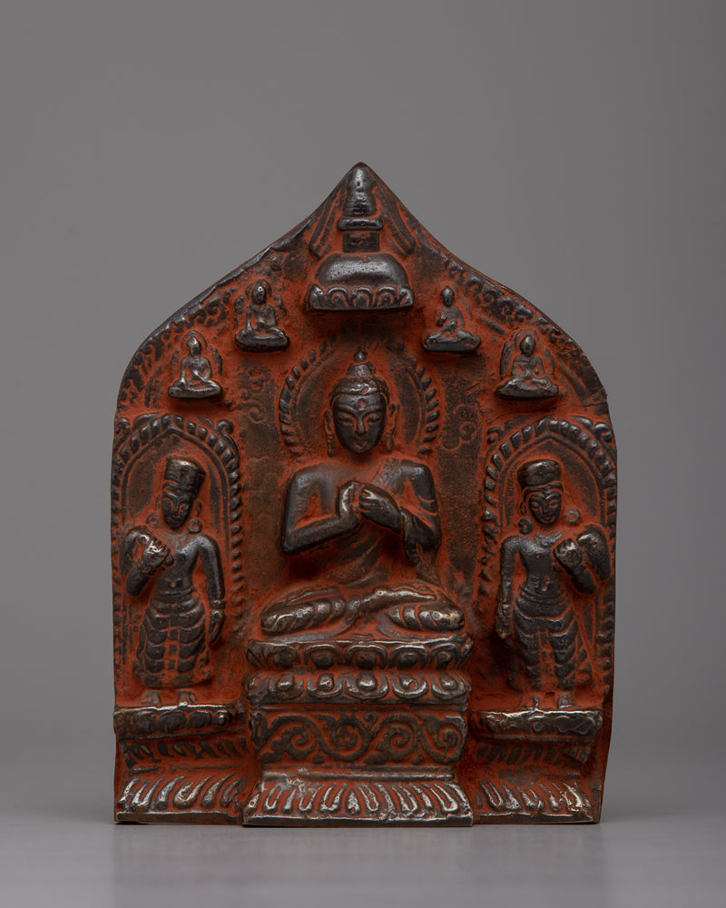 Brass Maitreya Buddha with Disciplies statue