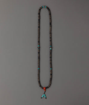 Handmade Spiritual Mala Necklace | Black Stone, Coral for Mindfulness