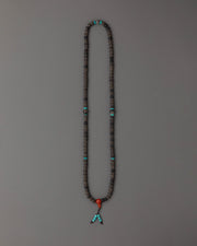 Handmade Spiritual Mala Necklace | Black Stone, Coral for Mindfulness