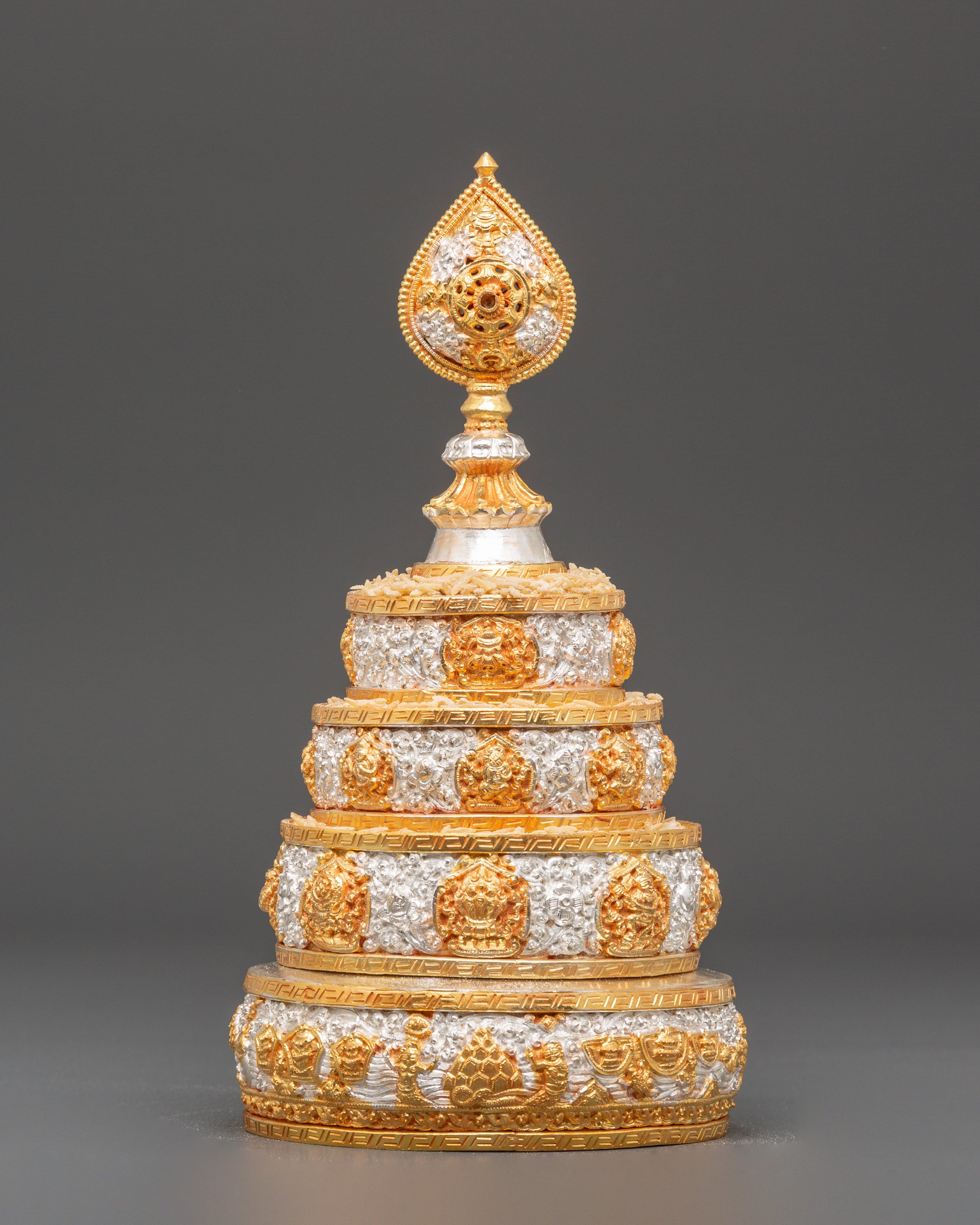 Silver Gold Plated Mandala | Tibetan Symbol of Balance and Enlightenment