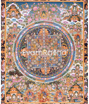 Vintage Authentic Hand-painted Buddha Mandala |  Tibetan Thangka Art