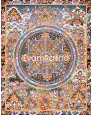 Vintage Authentic Hand-painted Buddha Mandala |  Tibetan Thangka Art
