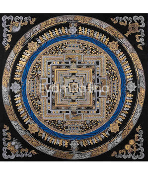 Attractive Gold and Silver Imitation Colored Kalachakra Mandala | Unique Wheel Of Time Wall Decoration Mandala