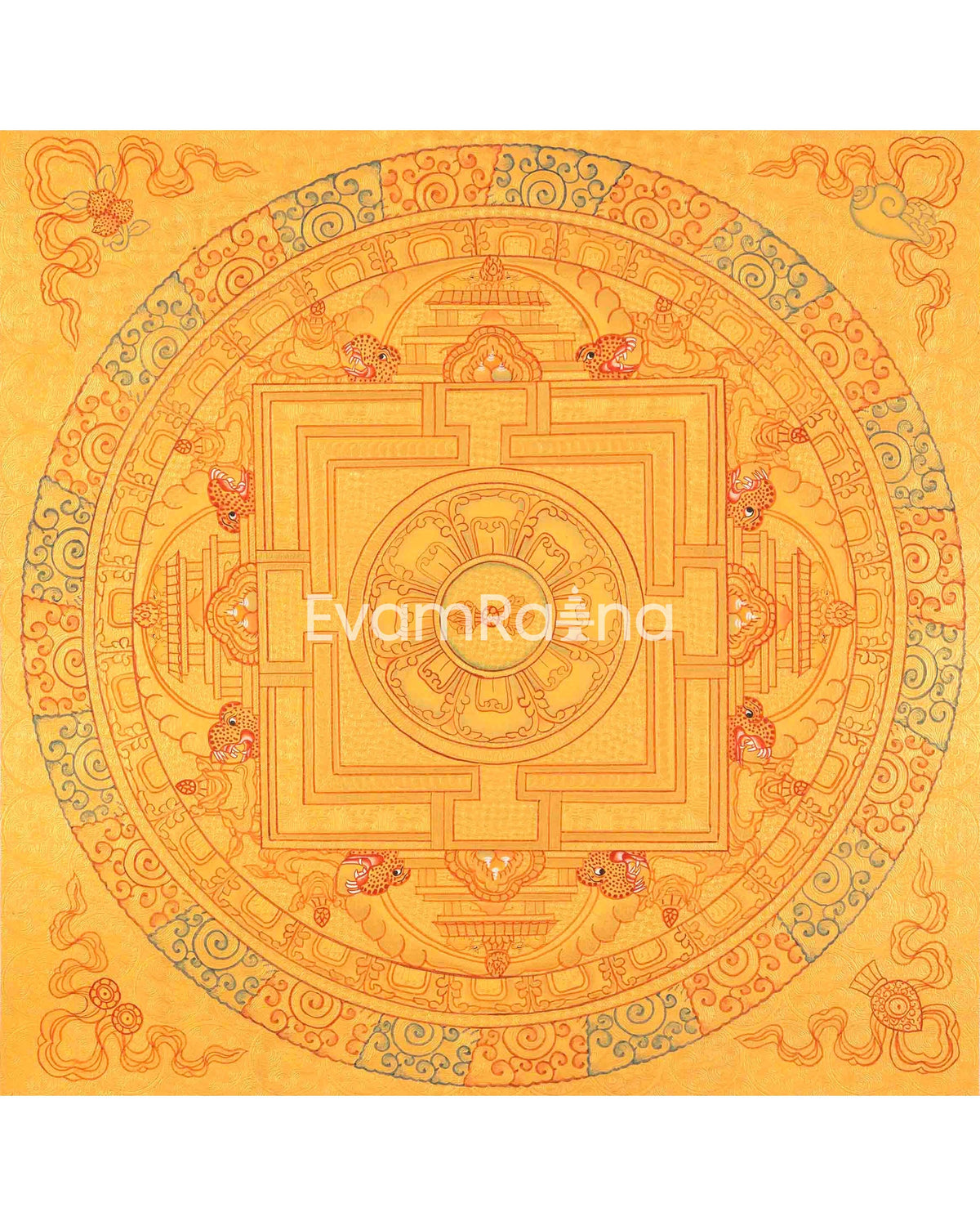Original Hand Painted Vajra With 8 Auspicious Mandala Art | Tibetan Thangka Painting