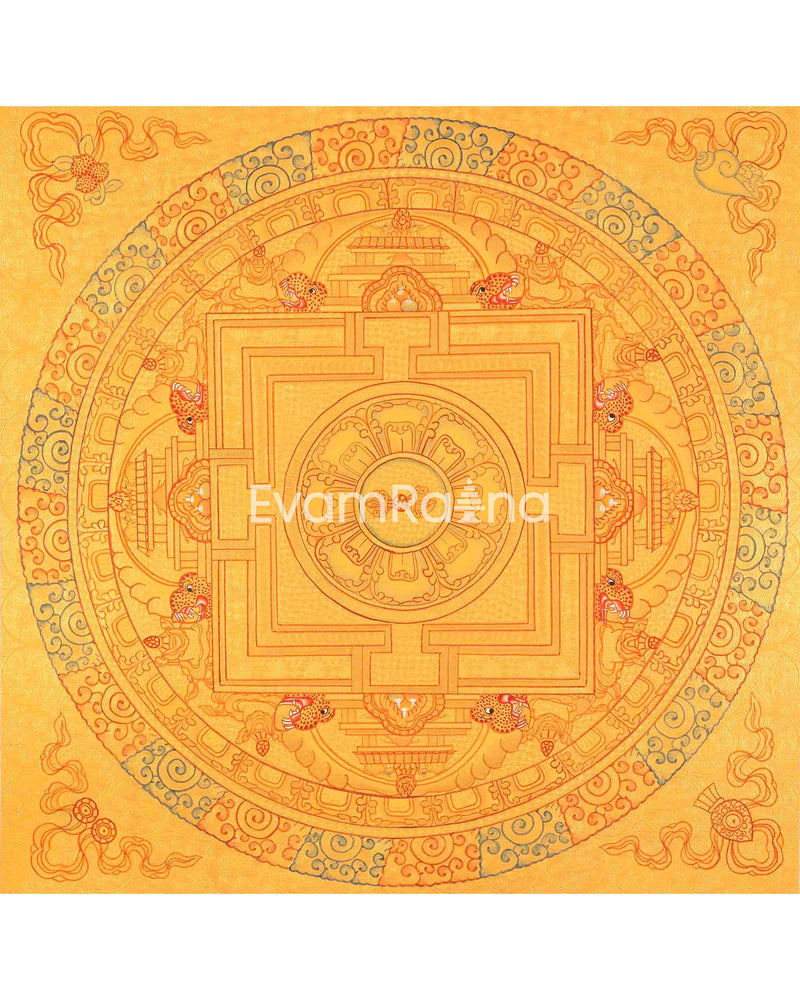 Original Hand Painted Vajra With 8 Auspicious Mandala Art | Tibetan Thangka Painting