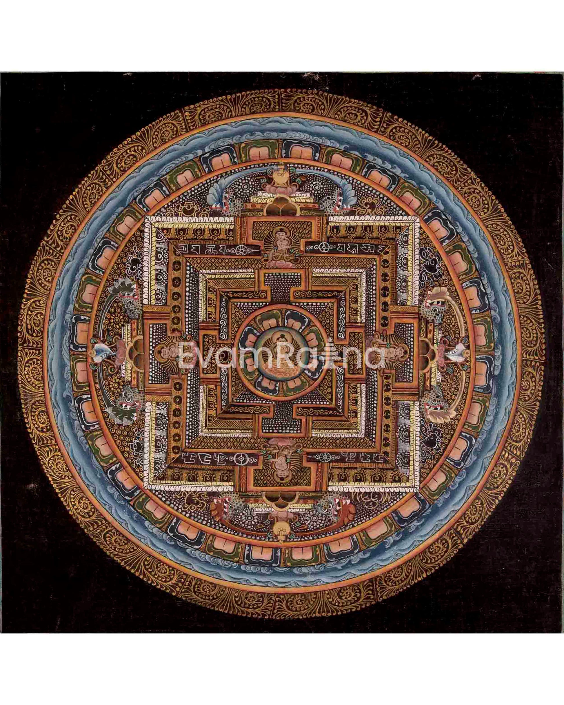 Vintage Buddha Mandala with Mantra