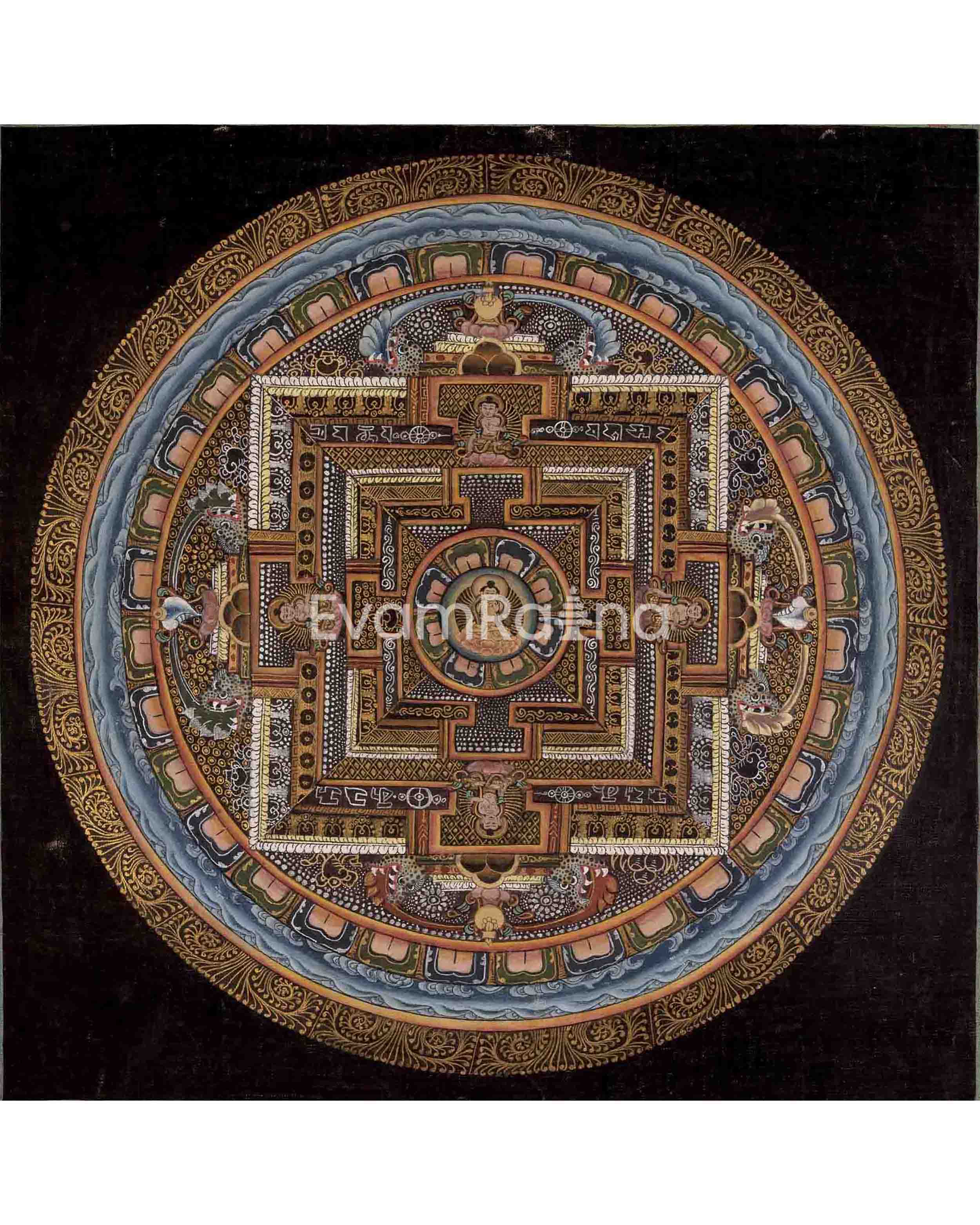 Vintage Buddha Mandala with Mantra
