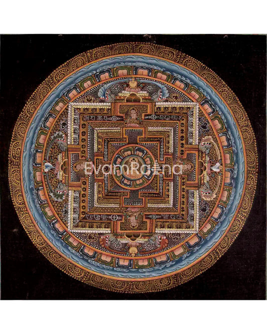 Vintage Buddha Mandala with Mantra 