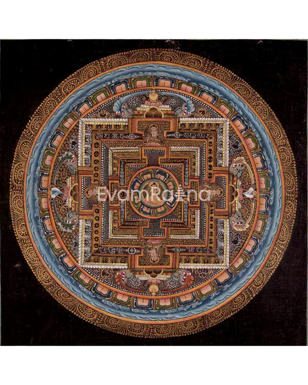 Vintage Buddha Mandala with Mantra 