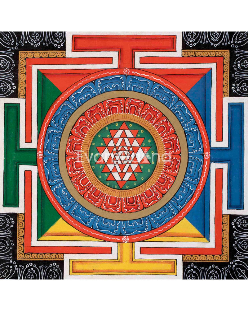 Colorful Shree Yantra Mandala | Perfect Spiritual Gift | Shri Yantra Decor