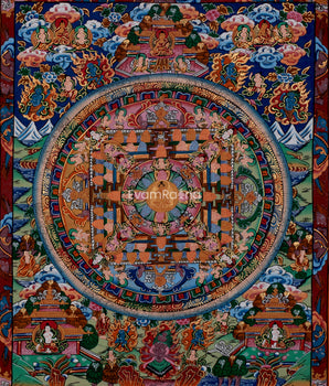 Rare Vintage Hand-Painted Buddha Mandala 