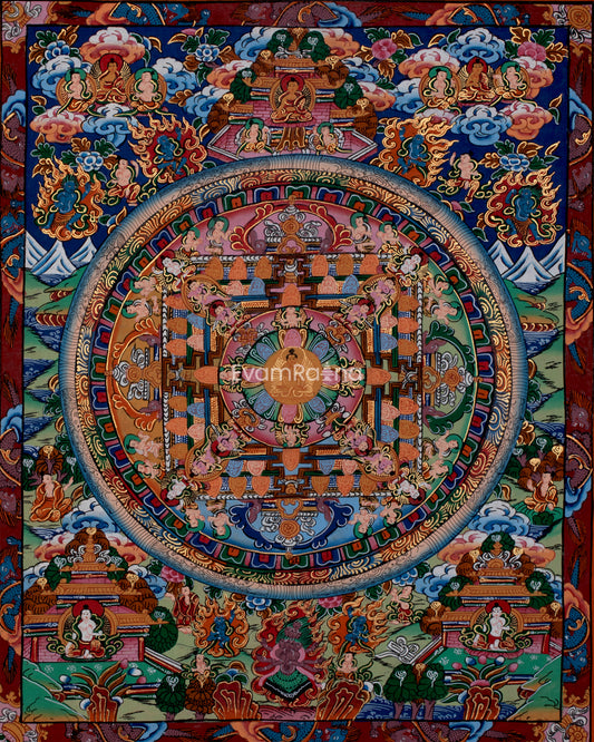 Rare Vintage Hand-Painted Buddha Mandala 