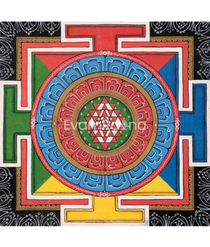 Colorful Shree Yantra Mandala | Perfect Spiritual Gift | Shri Yantra Decor