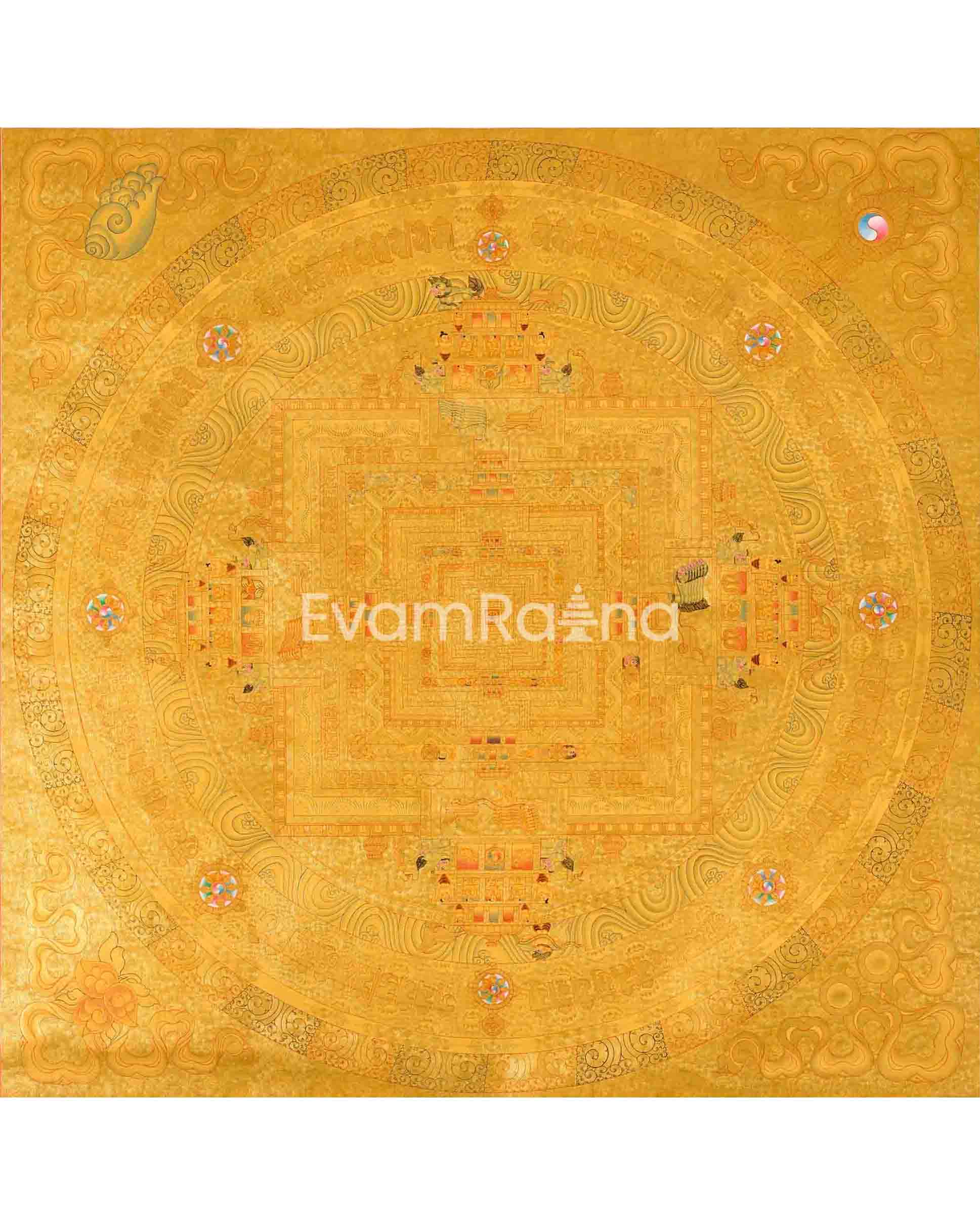 Full 24K Gold Style Kalachakra Mandala Thangka Art