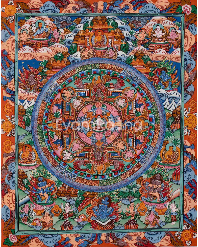 Vintage Handmade Fine Detailed Buddha Mandala