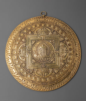 Buddhist Brass Kalachakra Wall Hanging | Tibetan Wall Art