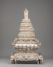 Traditional Tibetan Silver Mandala Set | Sacred Buddhist Offering Set