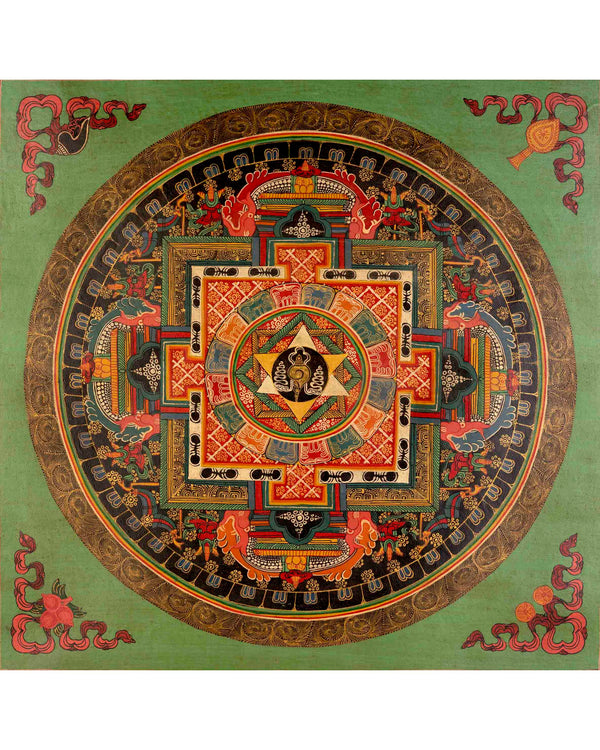 Oil Varnished Sankha Mandala Thangka 