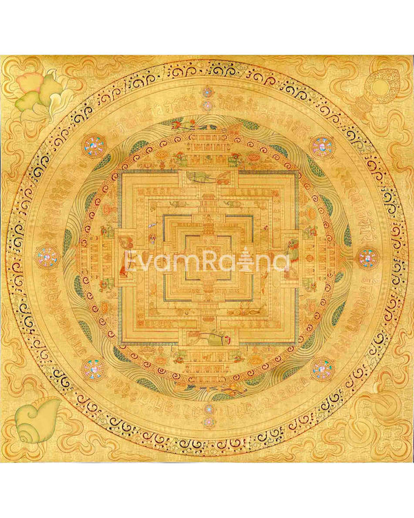 High Quality Full 24K Gold Style Big Kalachakra Mandala