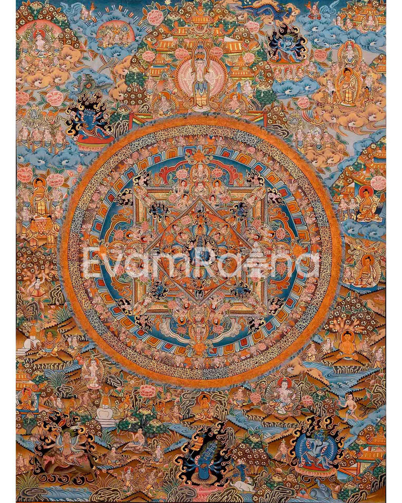 Old Vajra Heruka Mandala thangka/Buddhist thangka